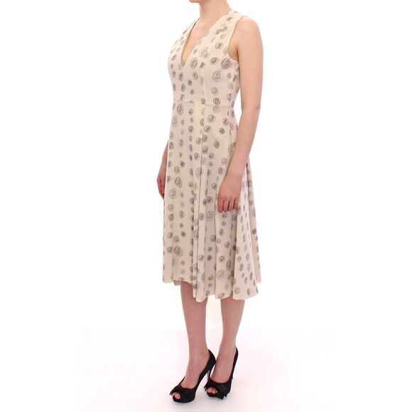 Andrea Incontri White Printed Shift V-neck Sheath Women's Dress - Picture 2 of 6